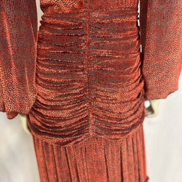 NWT Costarellos russet orange velvet maxi dress sz 44 - Picture 7 of 13
